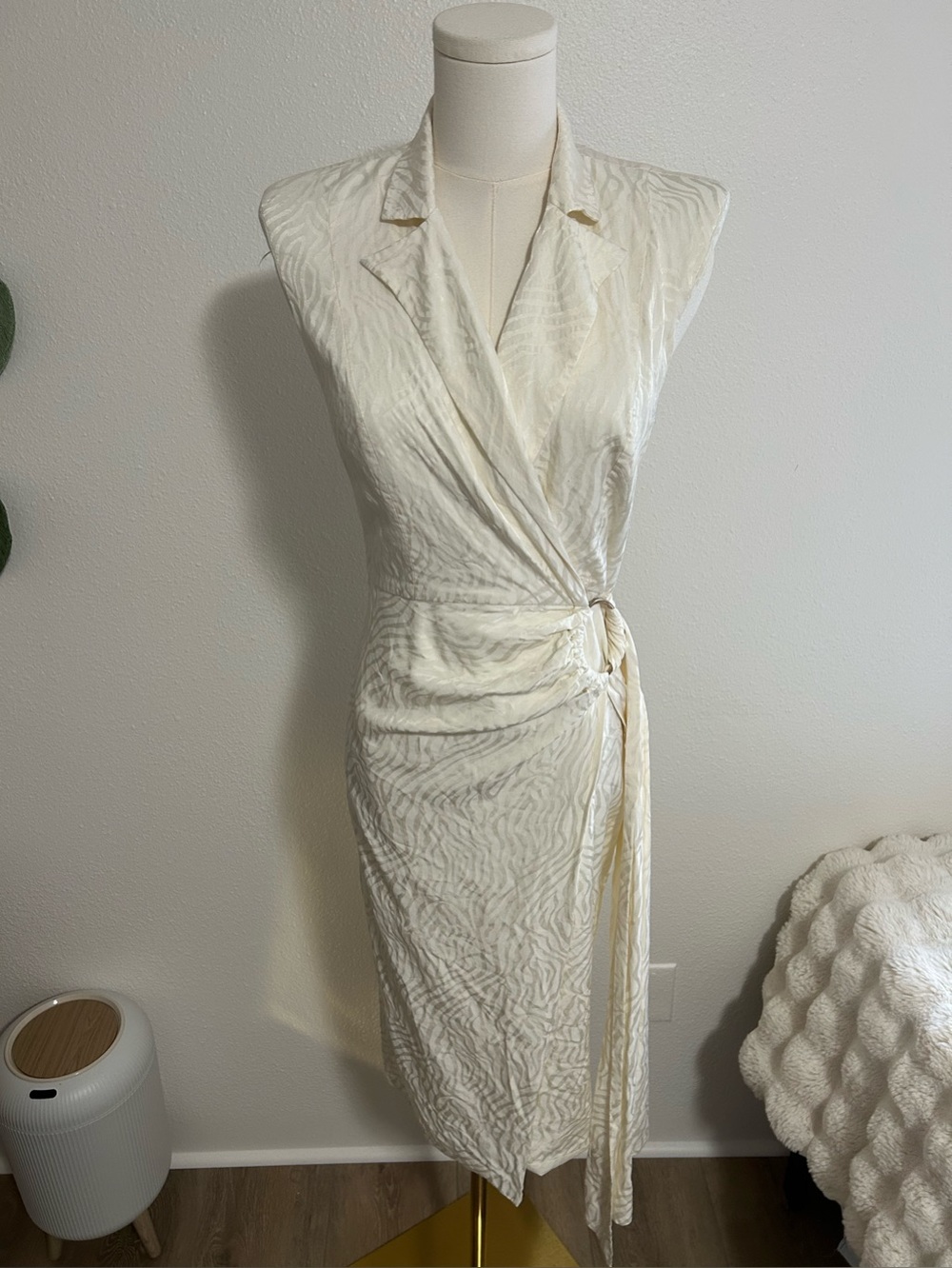 JAYGODFREY Gino Cream Wrap Midi Dress
